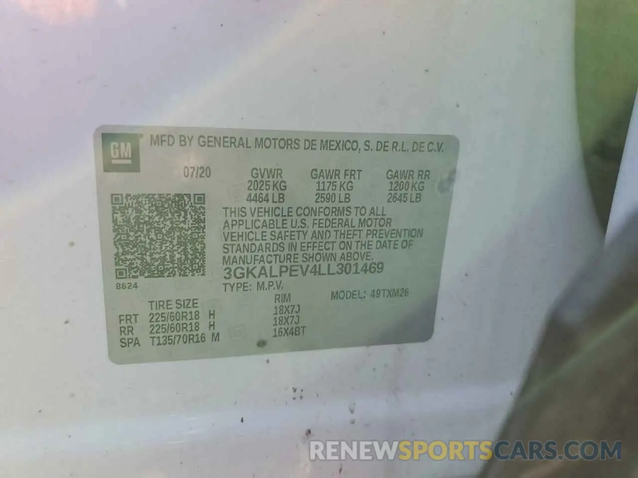 15 fotografías del automóvil dañado 3GKALPEV4LL301469 GMC TERRAIN 2020