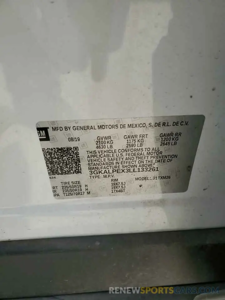 12 fotografías del automóvil dañado 3GKALPEX3LL133261 GMC TERRAIN 2020