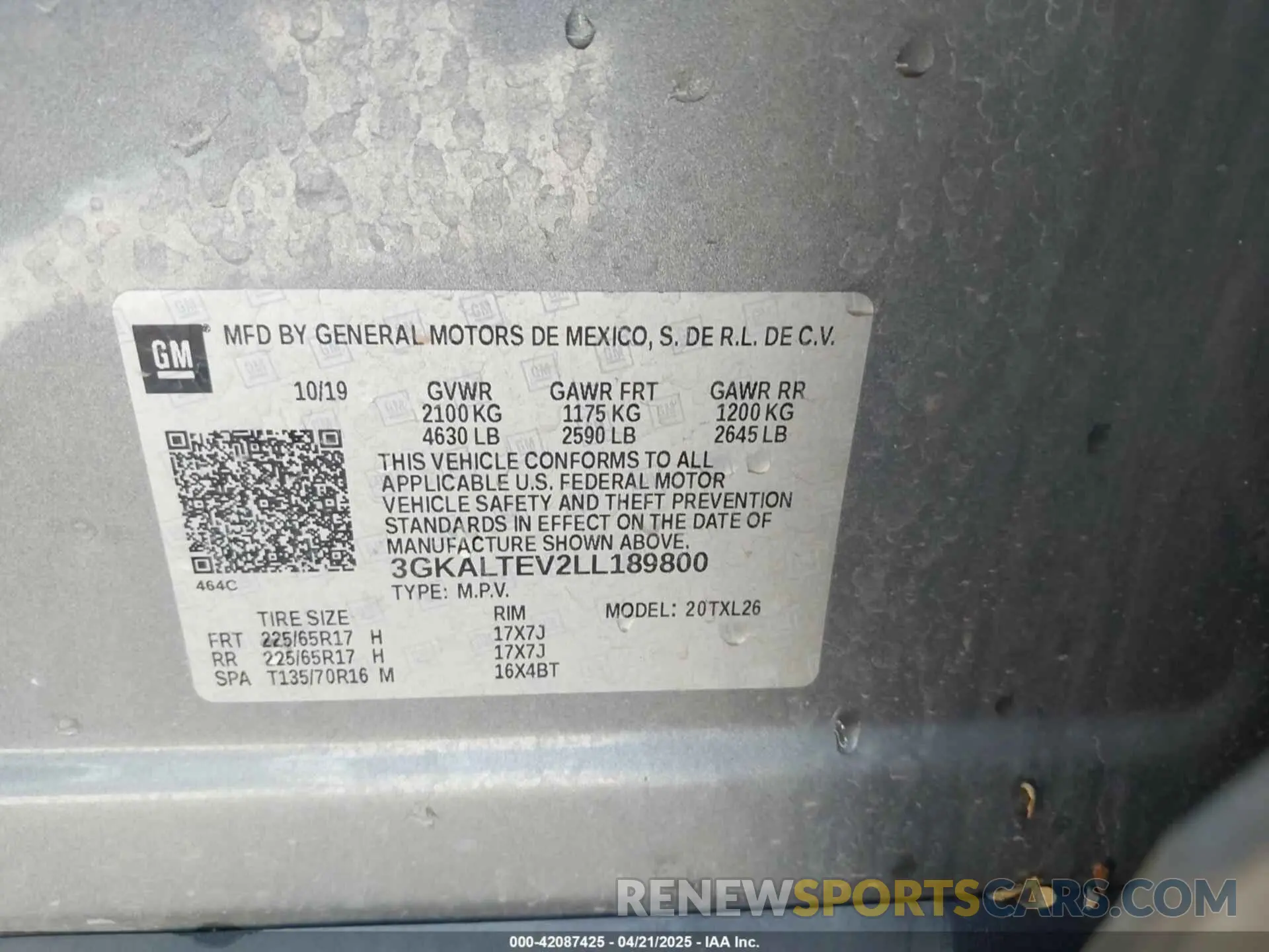 9 fotografías del automóvil dañado 3GKALTEV2LL189800 GMC TERRAIN 2020