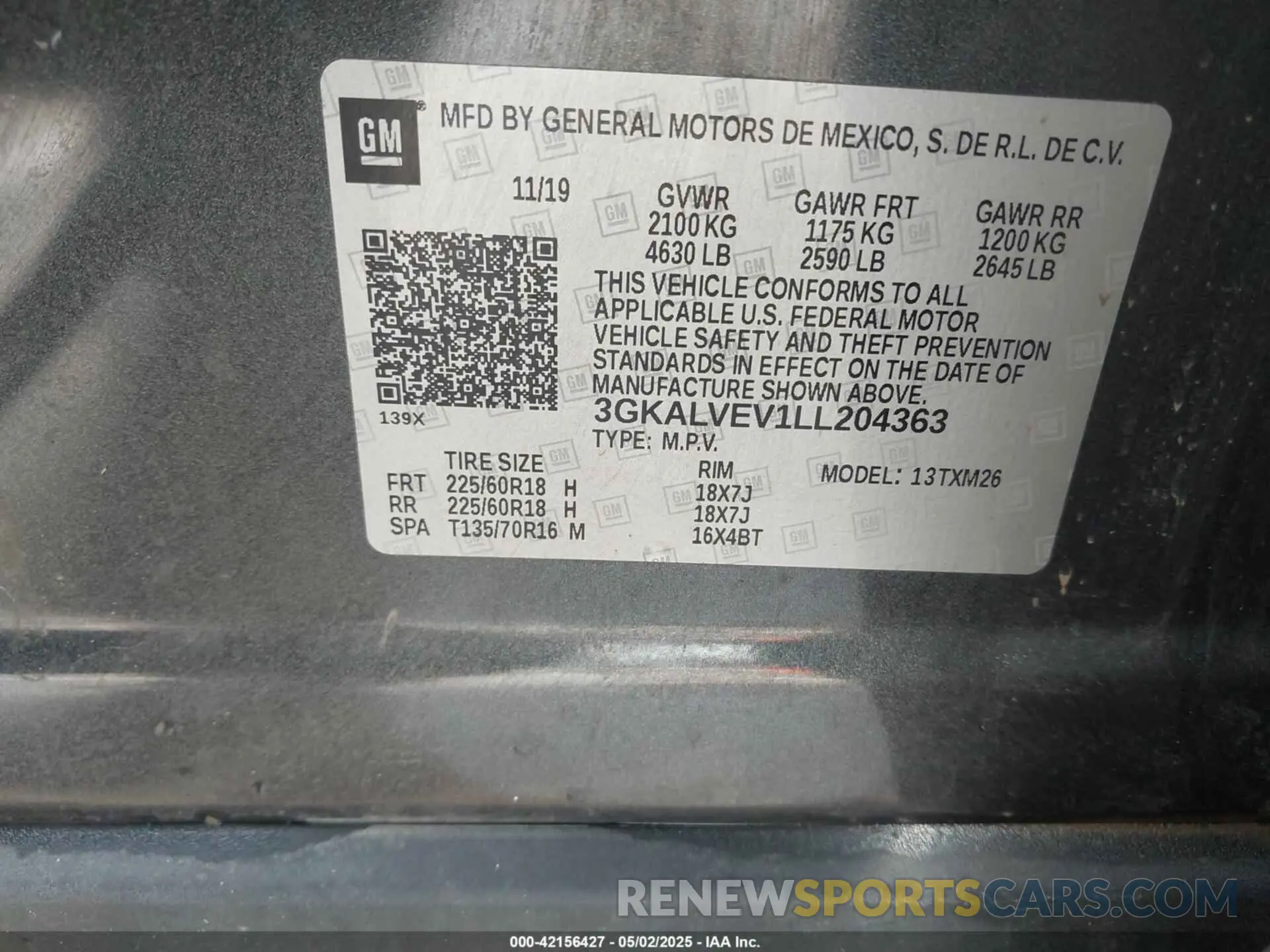 9 fotografías del automóvil dañado 3GKALVEV1LL204363 GMC TERRAIN 2020