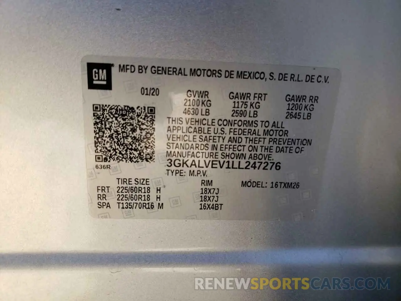 13 fotografías del automóvil dañado 3GKALVEV1LL247276 GMC TERRAIN 2020