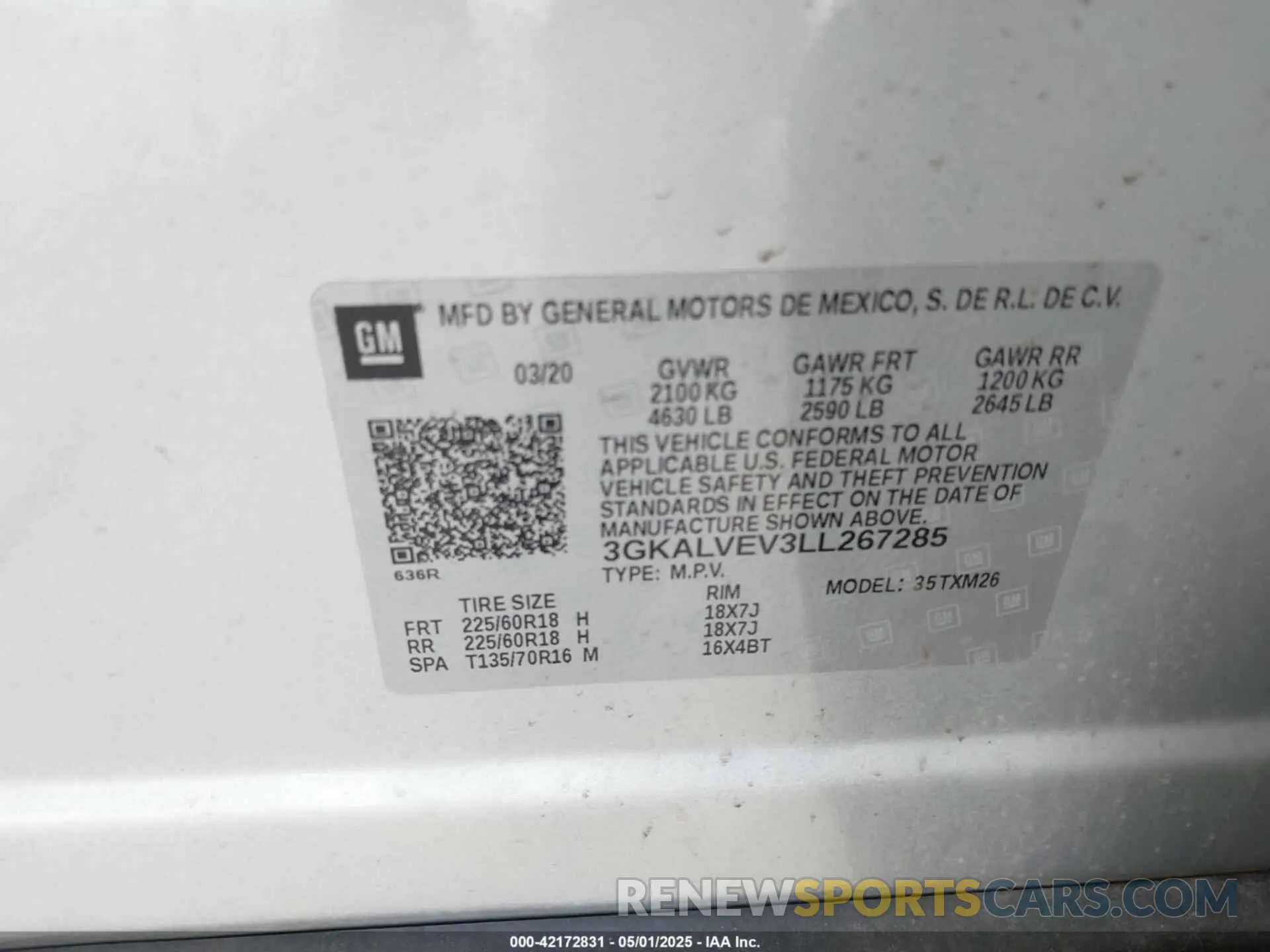 9 fotografías del automóvil dañado 3GKALVEV3LL267285 GMC TERRAIN 2020