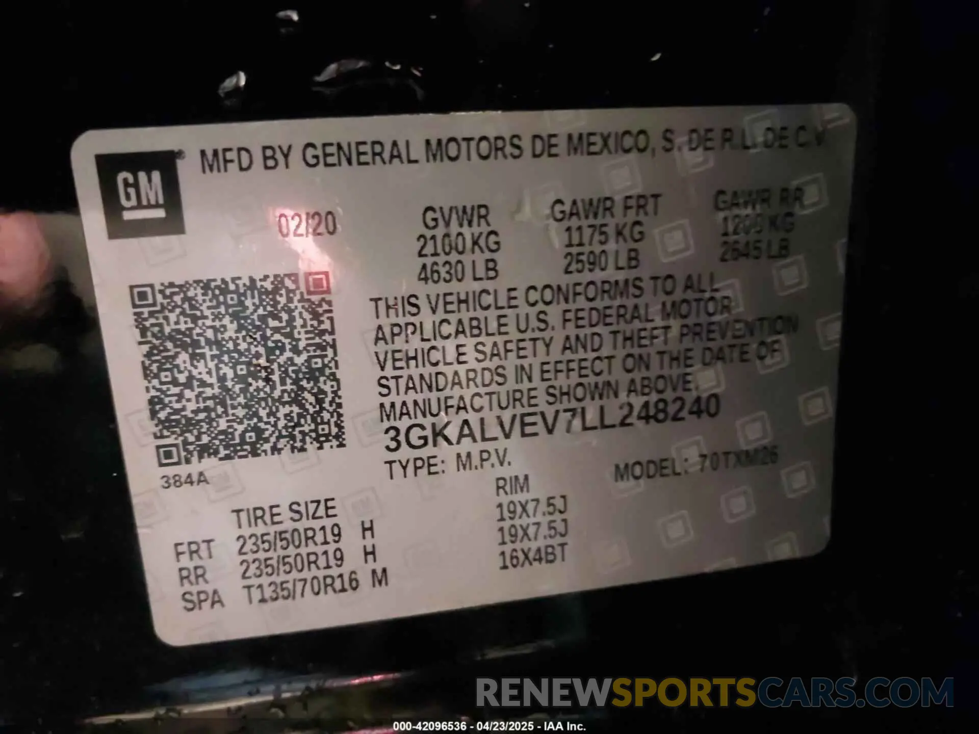 9 fotografías del automóvil dañado 3GKALVEV7LL248240 GMC TERRAIN 2020
