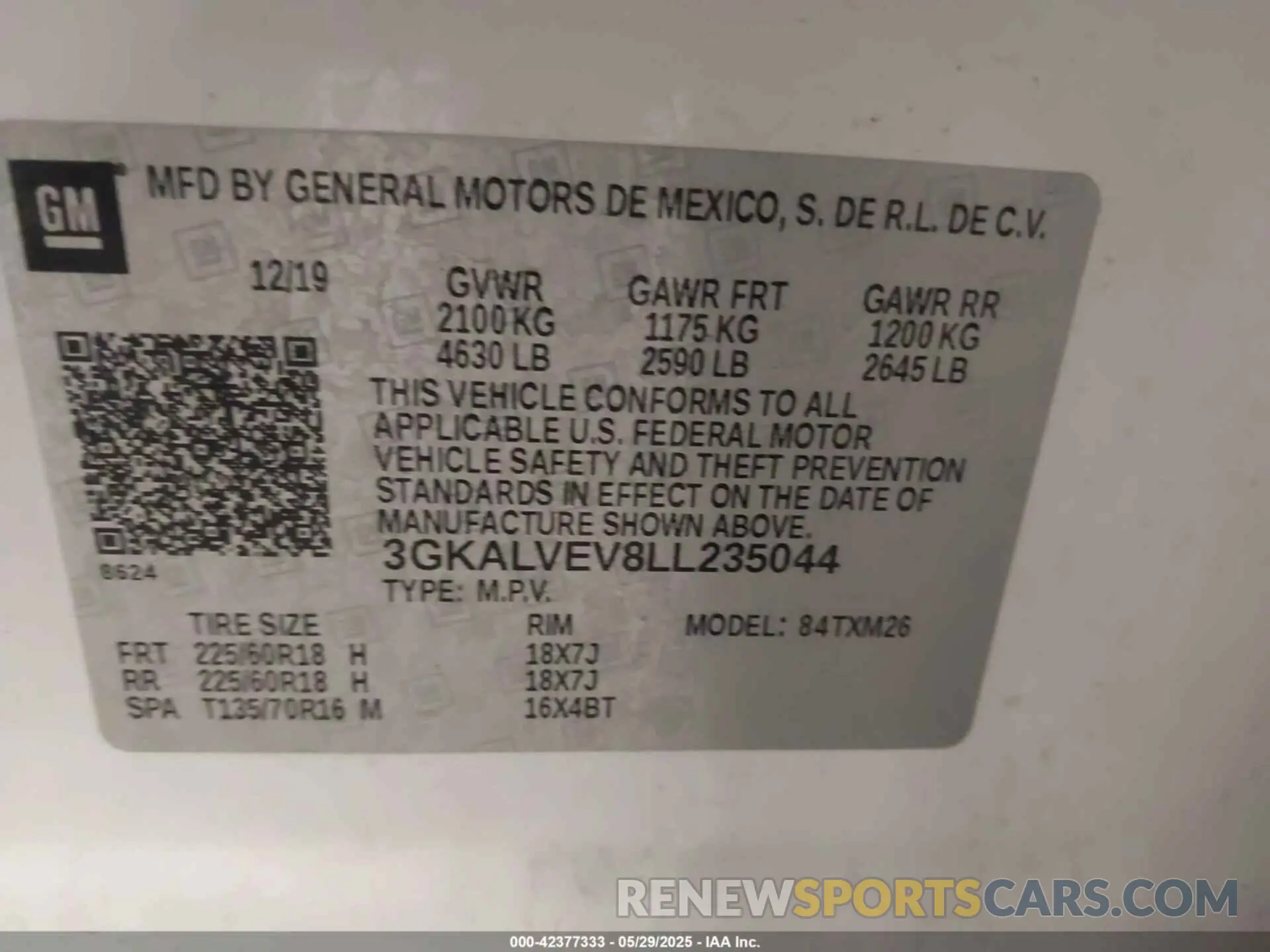 9 fotografías del automóvil dañado 3GKALVEV8LL235044 GMC TERRAIN 2020