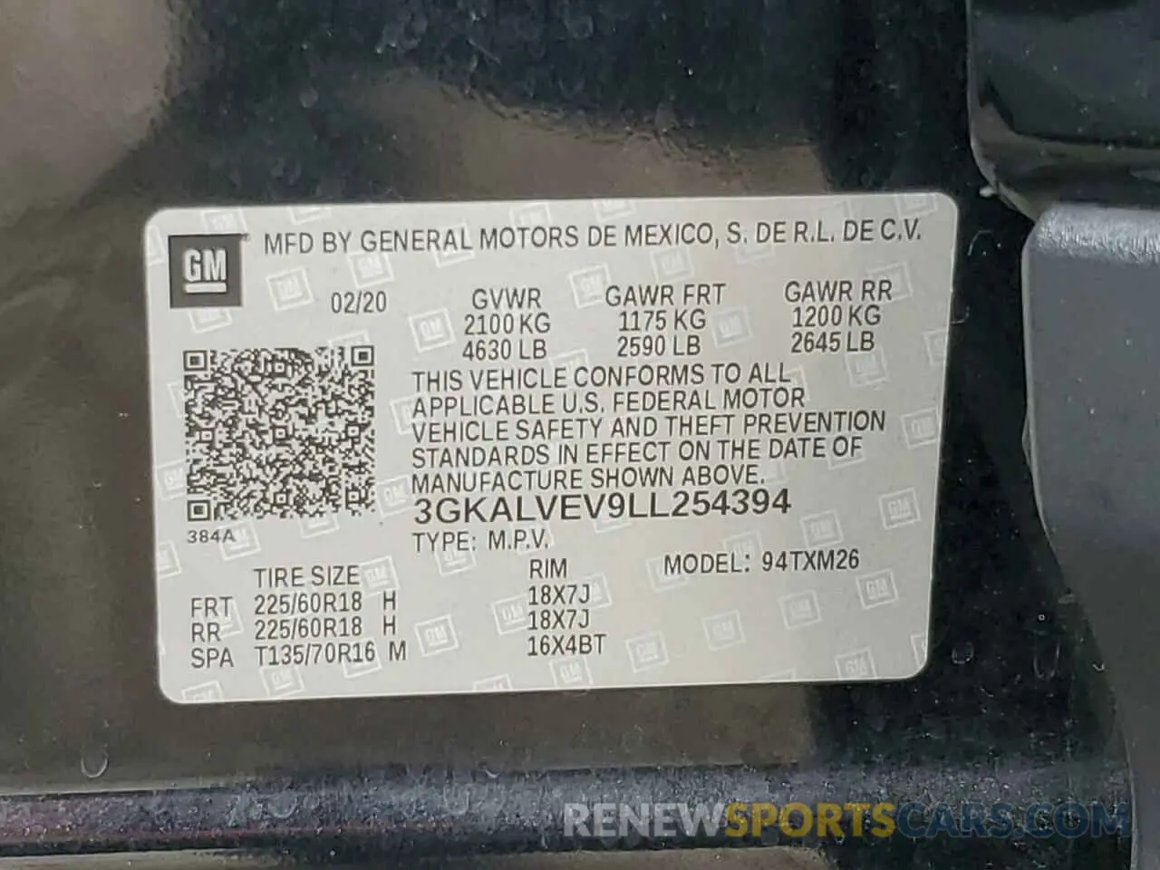 16 fotografías del automóvil dañado 3GKALVEV9LL254394 GMC TERRAIN 2020