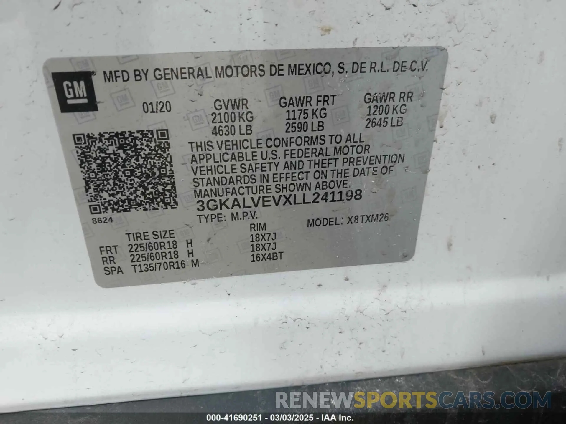 9 fotografías del automóvil dañado 3GKALVEVXLL241198 GMC TERRAIN 2020