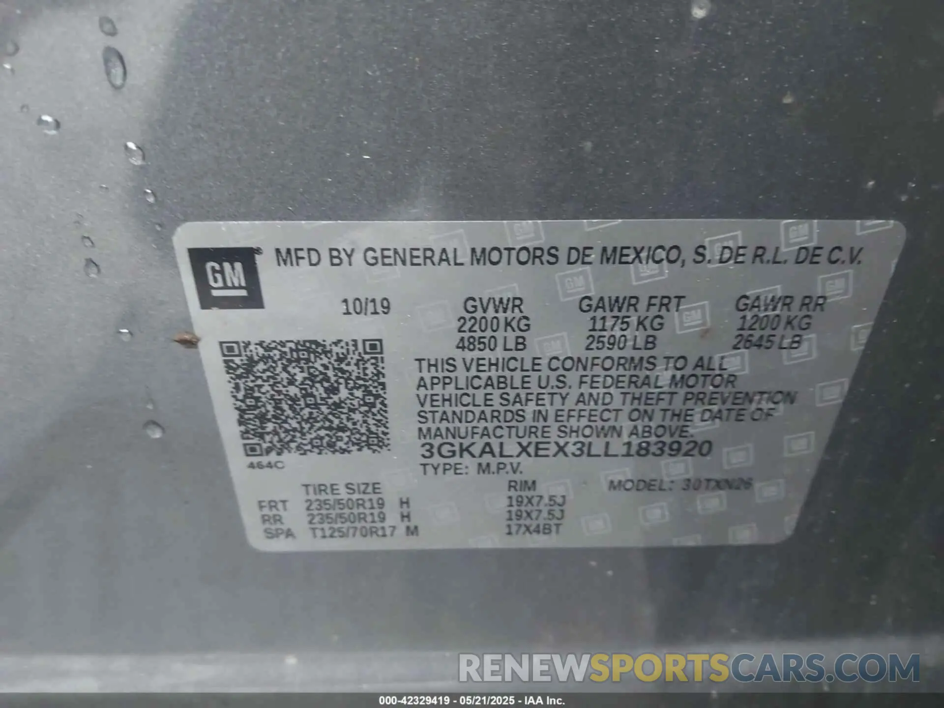 9 fotografías del automóvil dañado 3GKALXEX3LL183920 GMC TERRAIN 2020