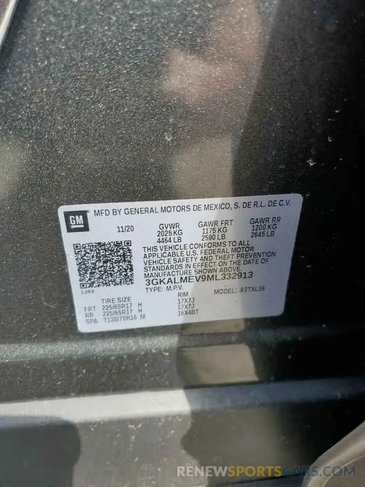 14 fotografías del automóvil dañado 3GKALMEV9ML332913 GMC TERRAIN 2021