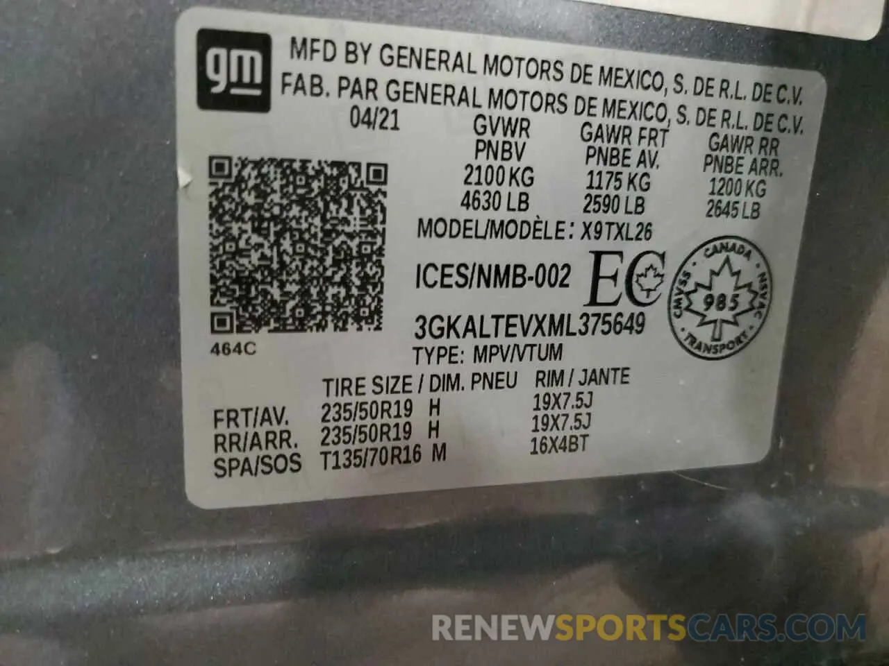 14 fotografías del automóvil dañado 3GKALTEVXML375649 GMC TERRAIN 2021