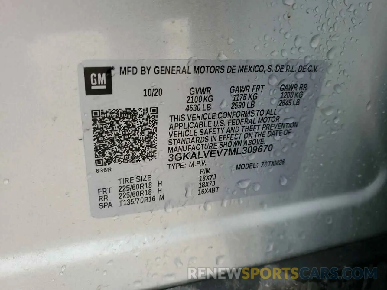 14 fotografías del automóvil dañado 3GKALVEV7ML309670 GMC TERRAIN 2021