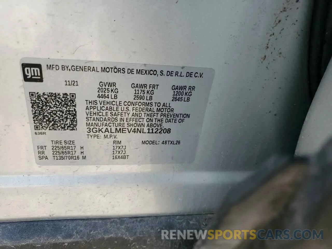 12 fotografías del automóvil dañado 3GKALMEV4NL112208 GMC TERRAIN 2022