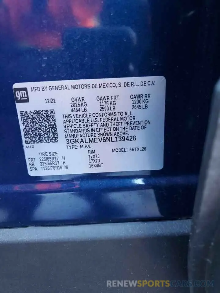 13 fotografías del automóvil dañado 3GKALMEV6NL139426 GMC TERRAIN 2022