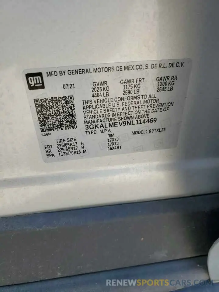 14 fotografías del automóvil dañado 3GKALMEV9NL114469 GMC TERRAIN 2022