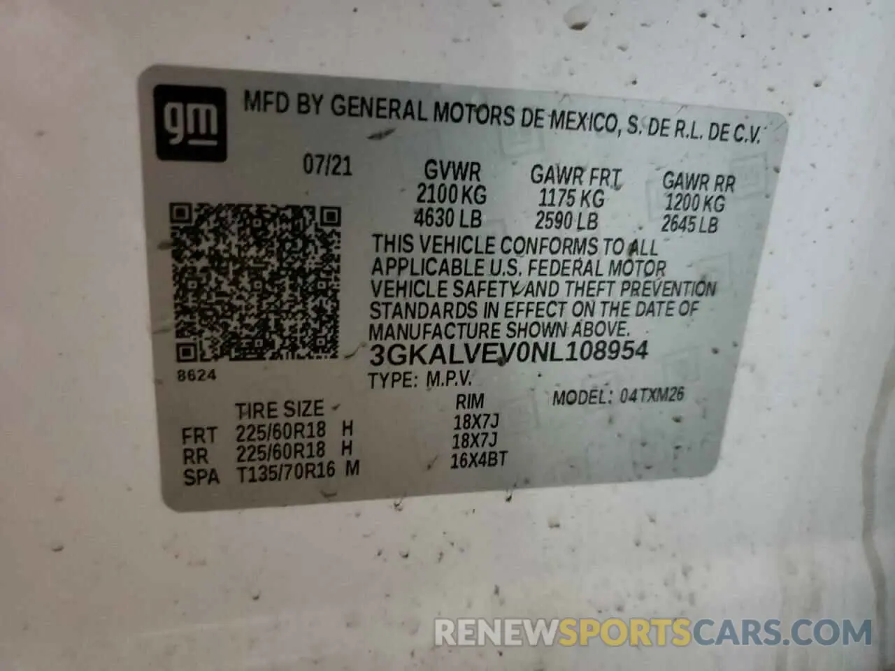 13 fotografías del automóvil dañado 3GKALVEV0NL108954 GMC TERRAIN 2022