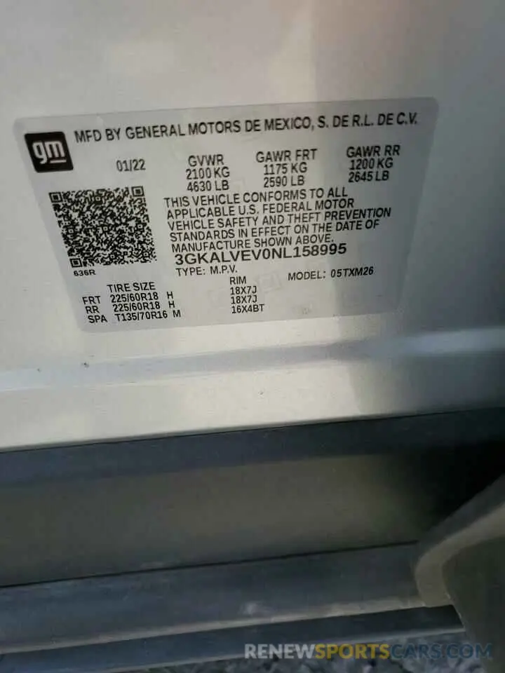 14 fotografías del automóvil dañado 3GKALVEV0NL158995 GMC TERRAIN 2022