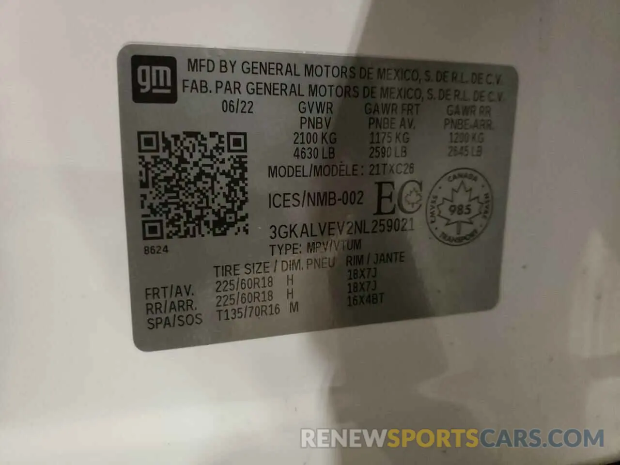 13 fotografías del automóvil dañado 3GKALVEV2NL259021 GMC TERRAIN 2022