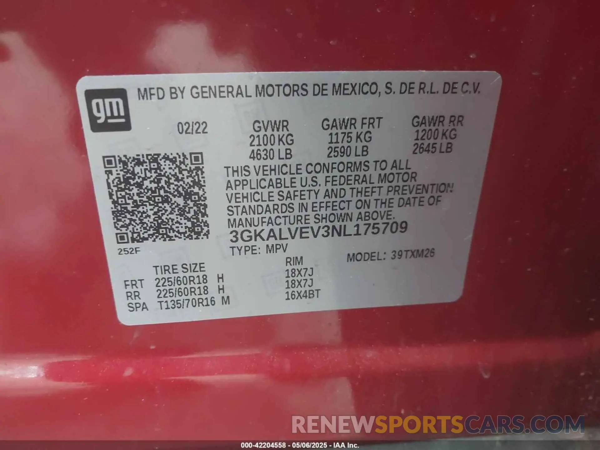 9 fotografías del automóvil dañado 3GKALVEV3NL175709 GMC TERRAIN 2022