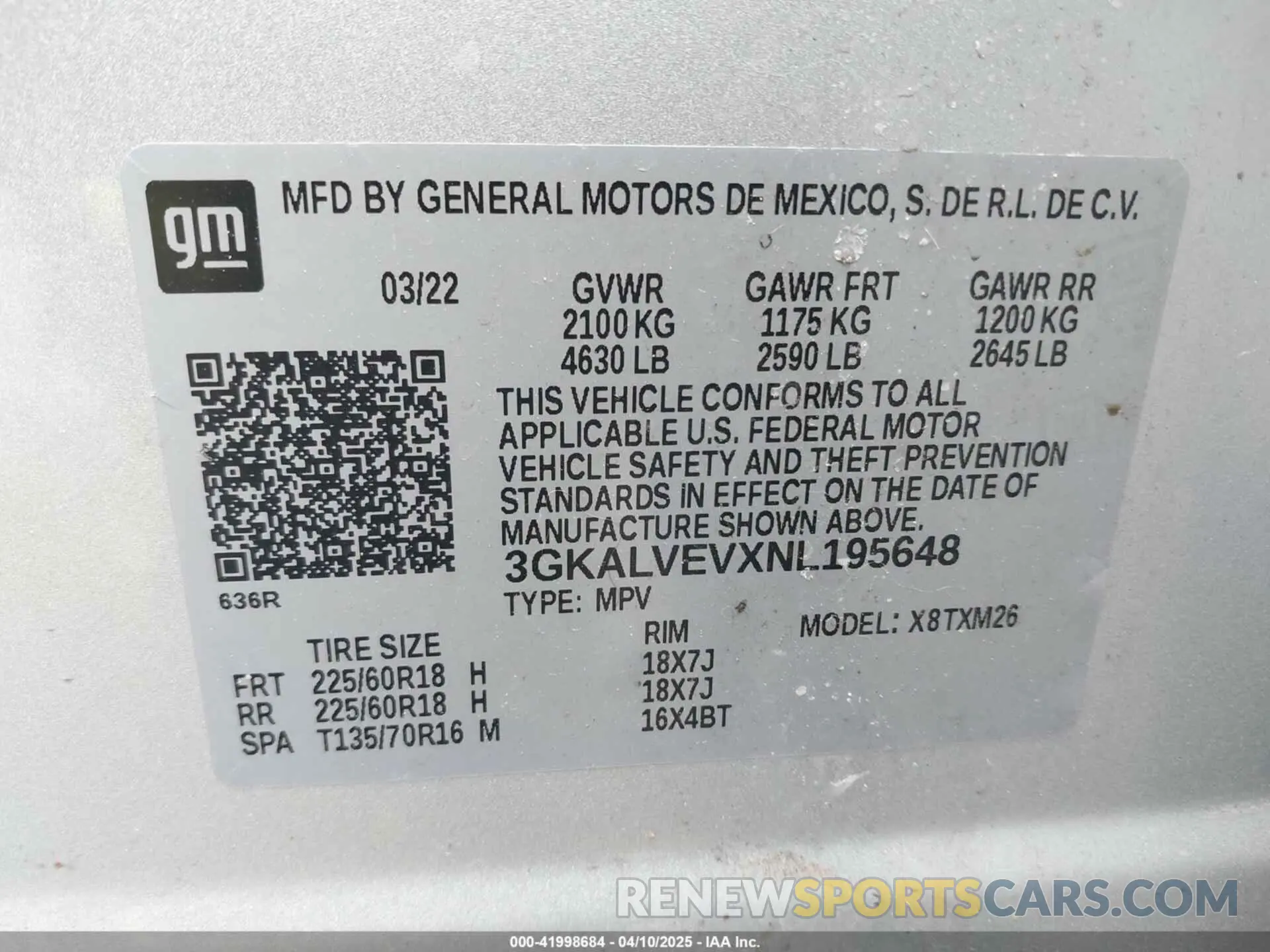 9 fotografías del automóvil dañado 3GKALVEVXNL195648 GMC TERRAIN 2022