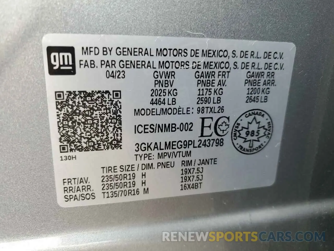 14 fotografías del automóvil dañado 3GKALMEG9PL243798 GMC TERRAIN 2023