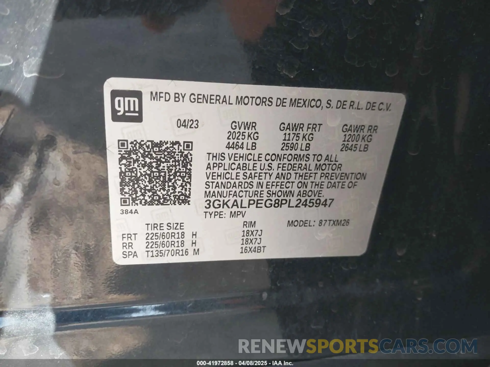 9 fotografías del automóvil dañado 3GKALPEG8PL245947 GMC TERRAIN 2023