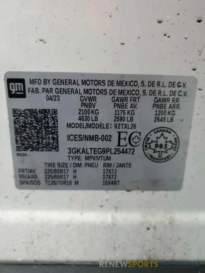 13 fotografías del automóvil dañado 3GKALTEG9PL254472 GMC TERRAIN 2023