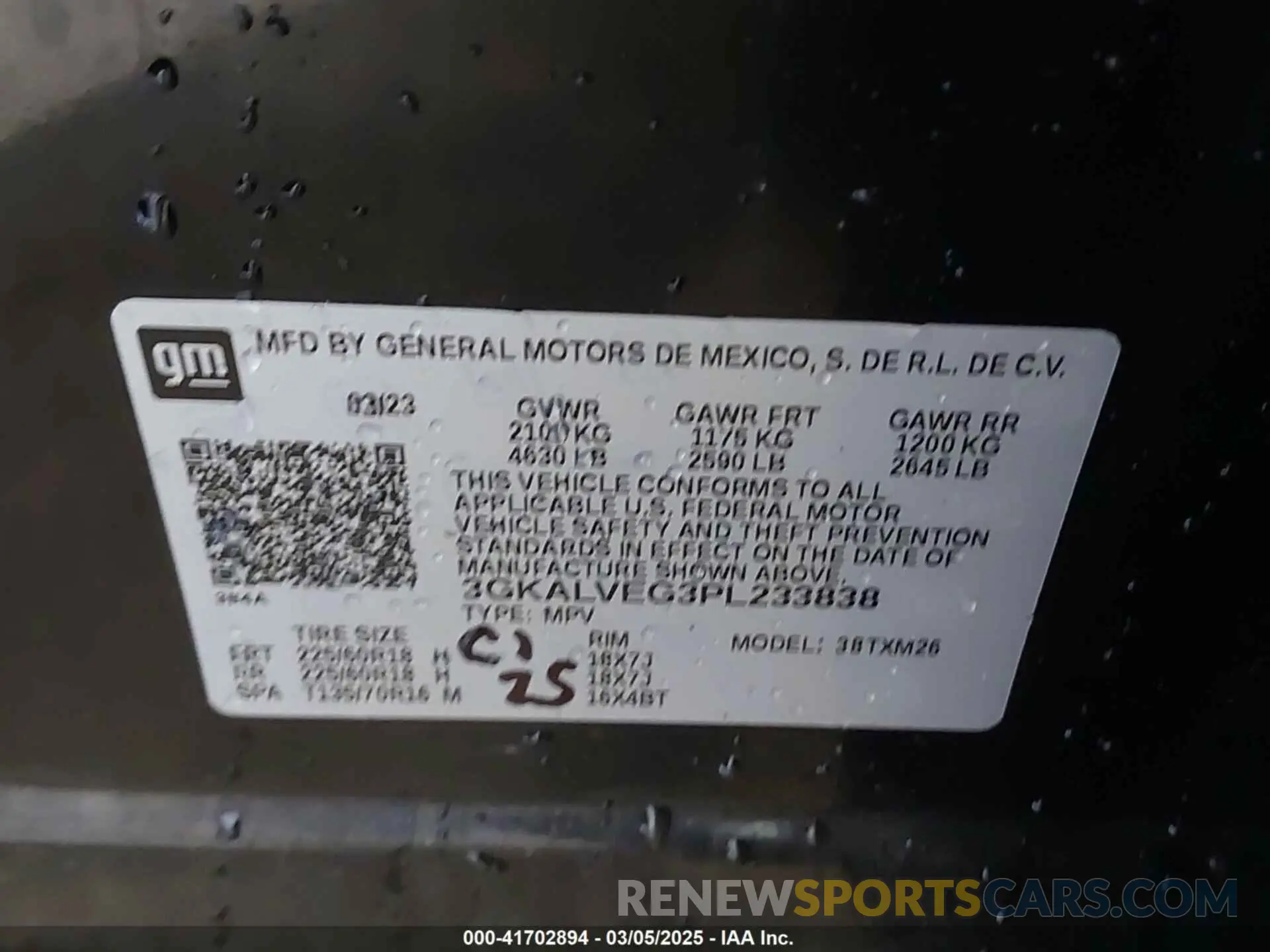 9 fotografías del automóvil dañado 3GKALVEG3PL233838 GMC TERRAIN 2023