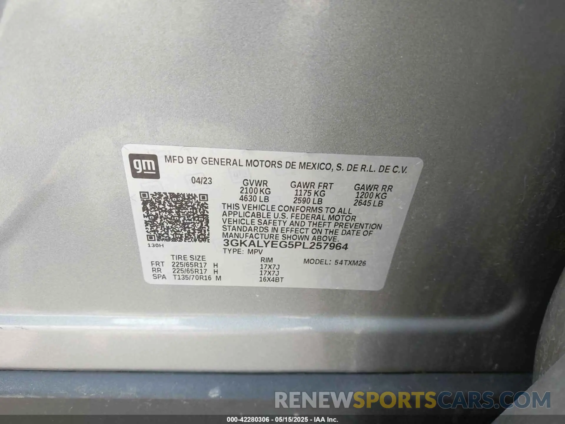 9 fotografías del automóvil dañado 3GKALYEG5PL257964 GMC TERRAIN 2023