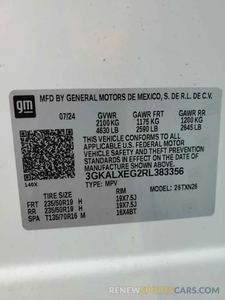 13 fotografías del automóvil dañado 3GKALXEG2RL383356 GMC TERRAIN 2024
