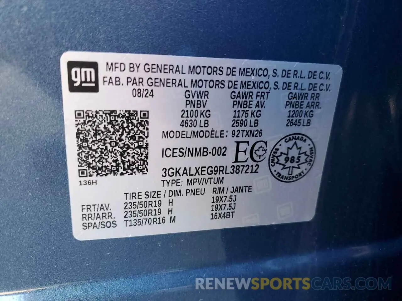 14 fotografías del automóvil dañado 3GKALXEG9RL387212 GMC TERRAIN 2024