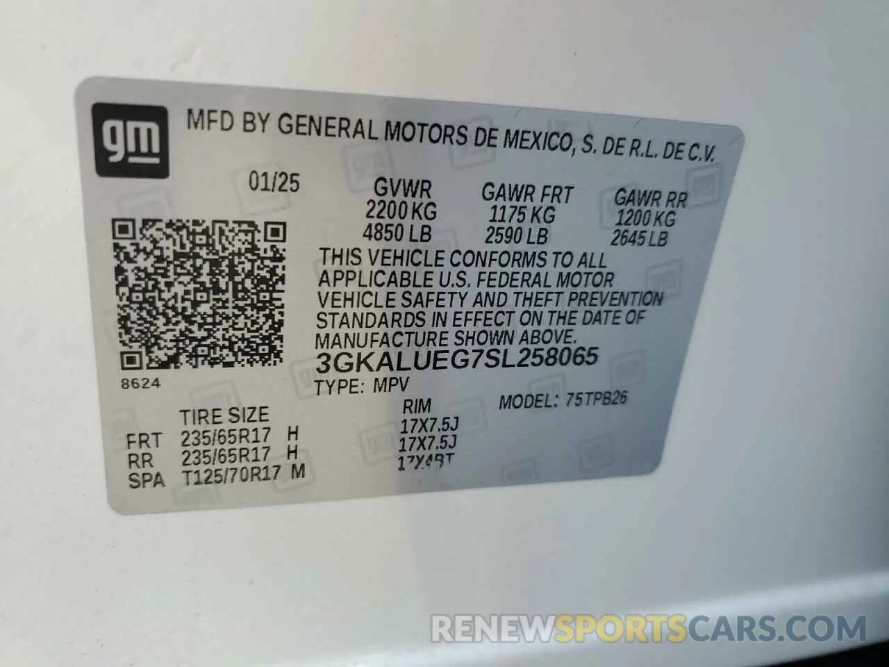 12 fotografías del automóvil dañado 3GKALUEG7SL258065 GMC TERRAIN EL 2025