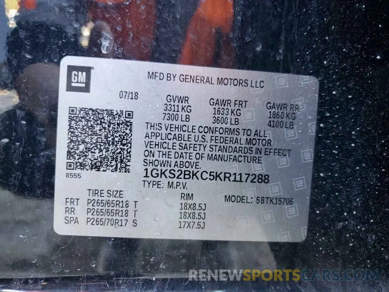 14 fotografías del automóvil dañado 1GKS2BKC5KR117288 GMC YUKON 2019