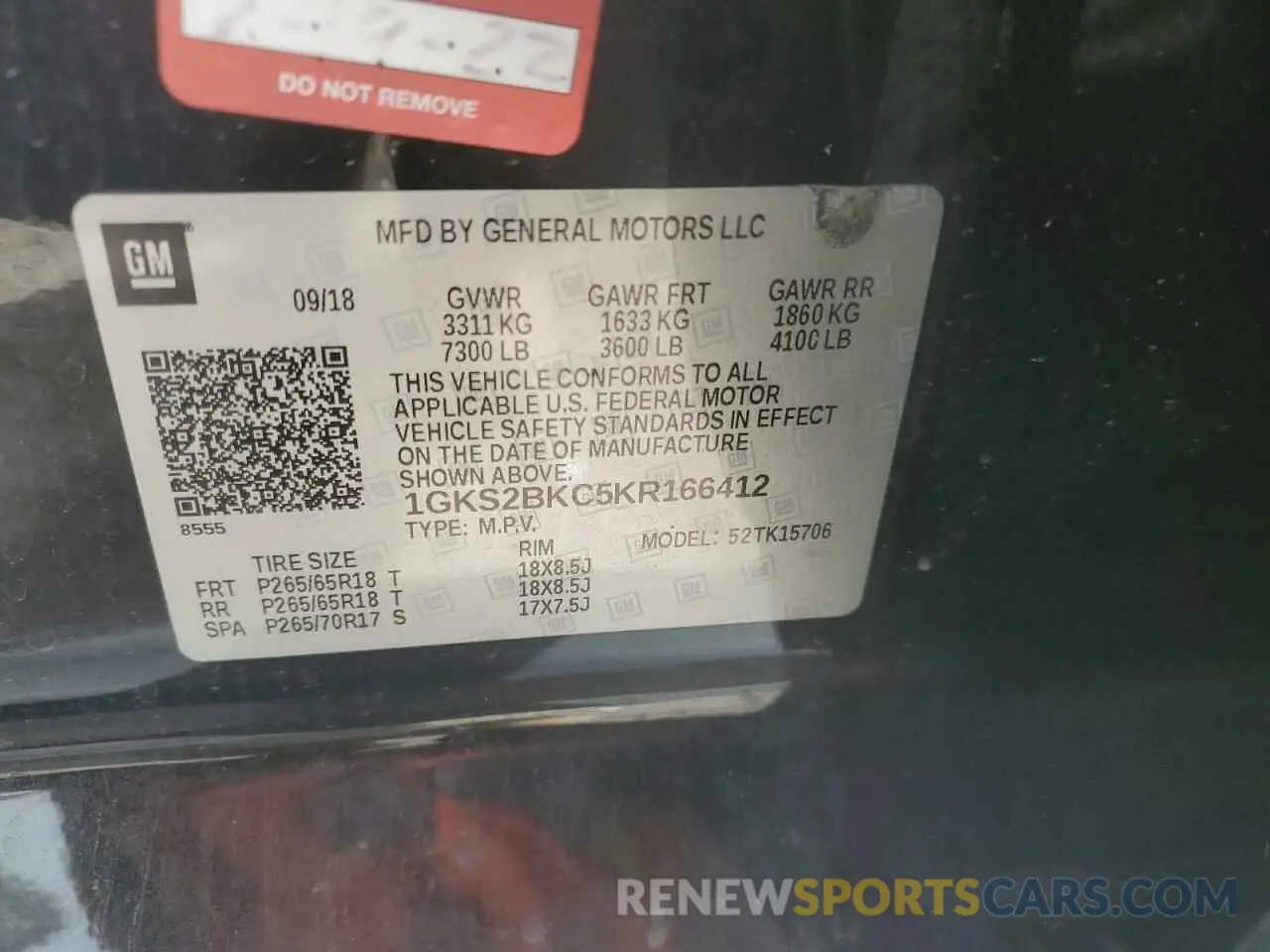 14 fotografías del automóvil dañado 1GKS2BKC5KR166412 GMC YUKON 2019