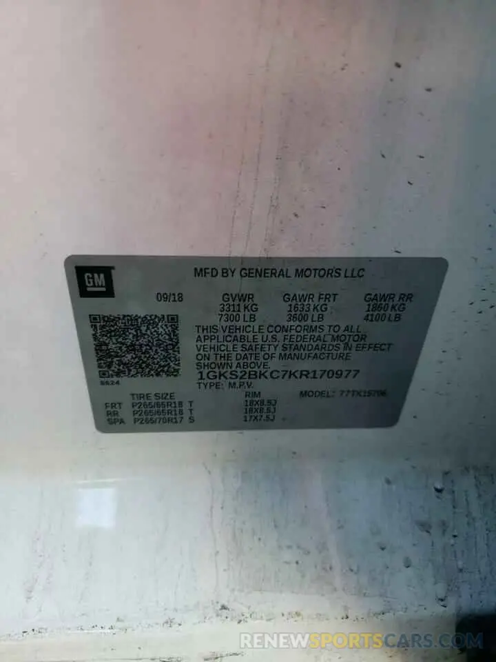 14 fotografías del automóvil dañado 1GKS2BKC7KR170977 GMC YUKON 2019