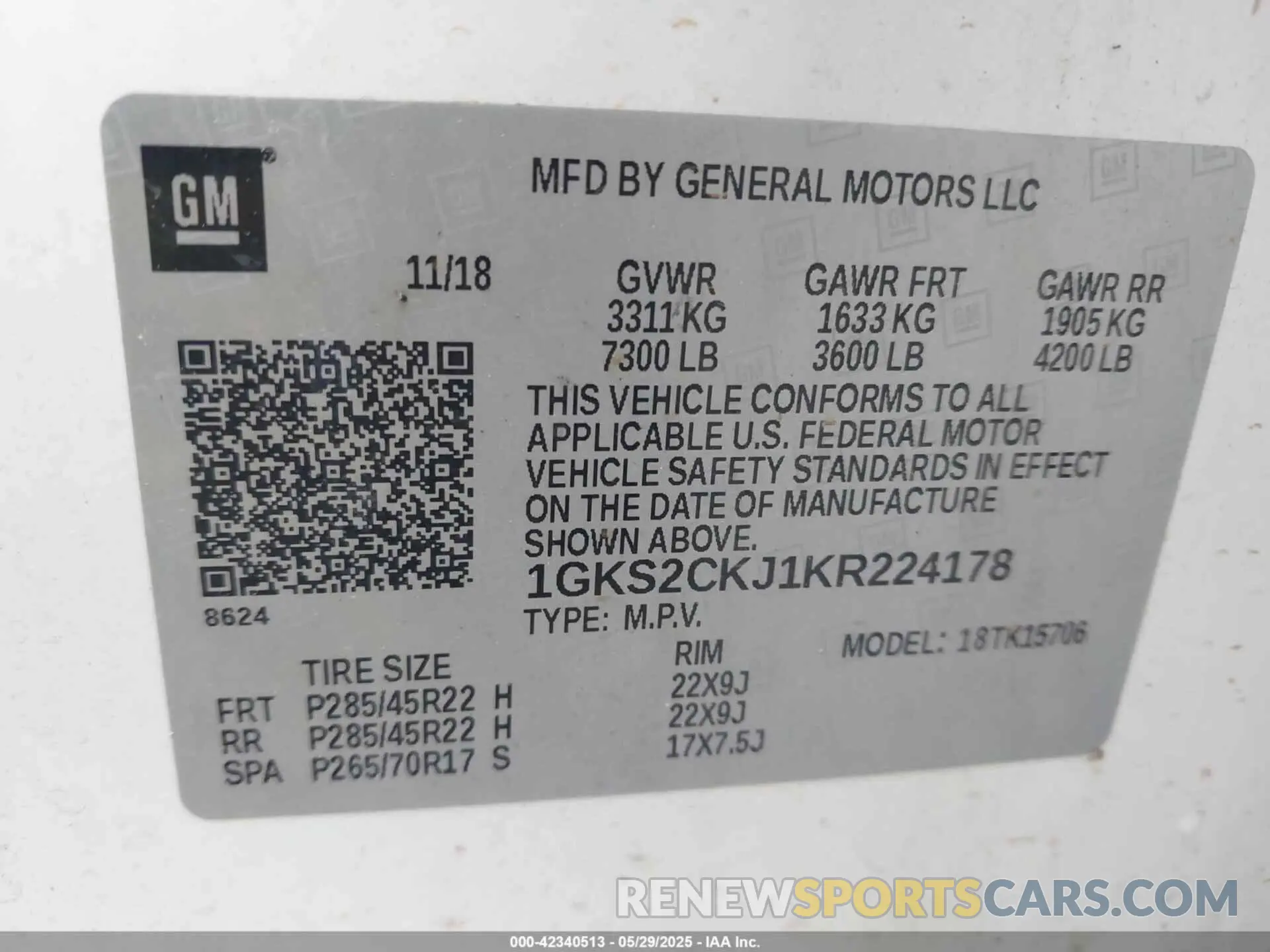 9 fotografías del automóvil dañado 1GKS2CKJ1KR224178 GMC YUKON 2019