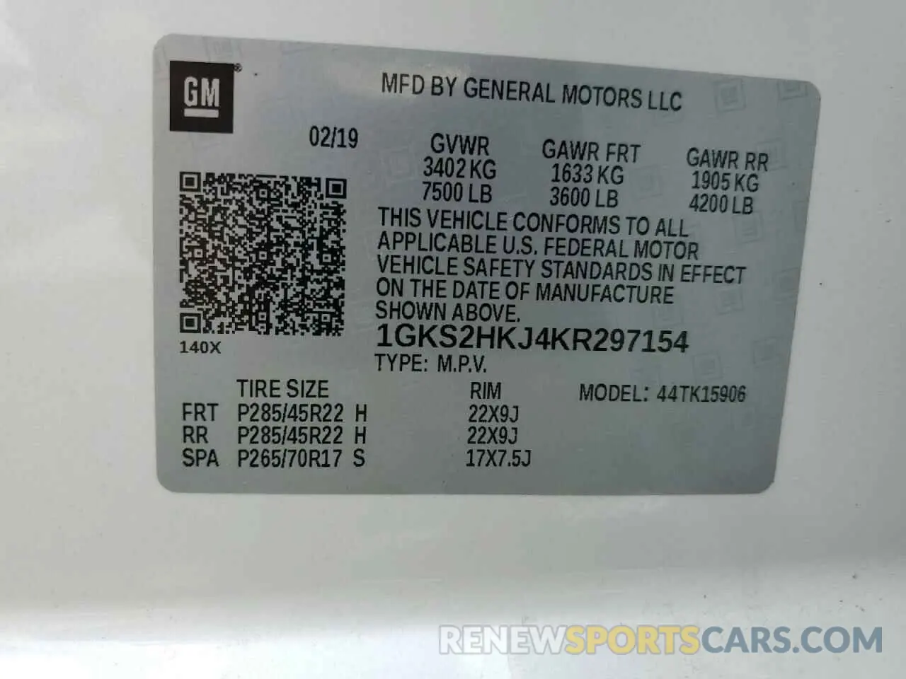 13 fotografías del automóvil dañado 1GKS2HKJ4KR297154 GMC YUKON 2019