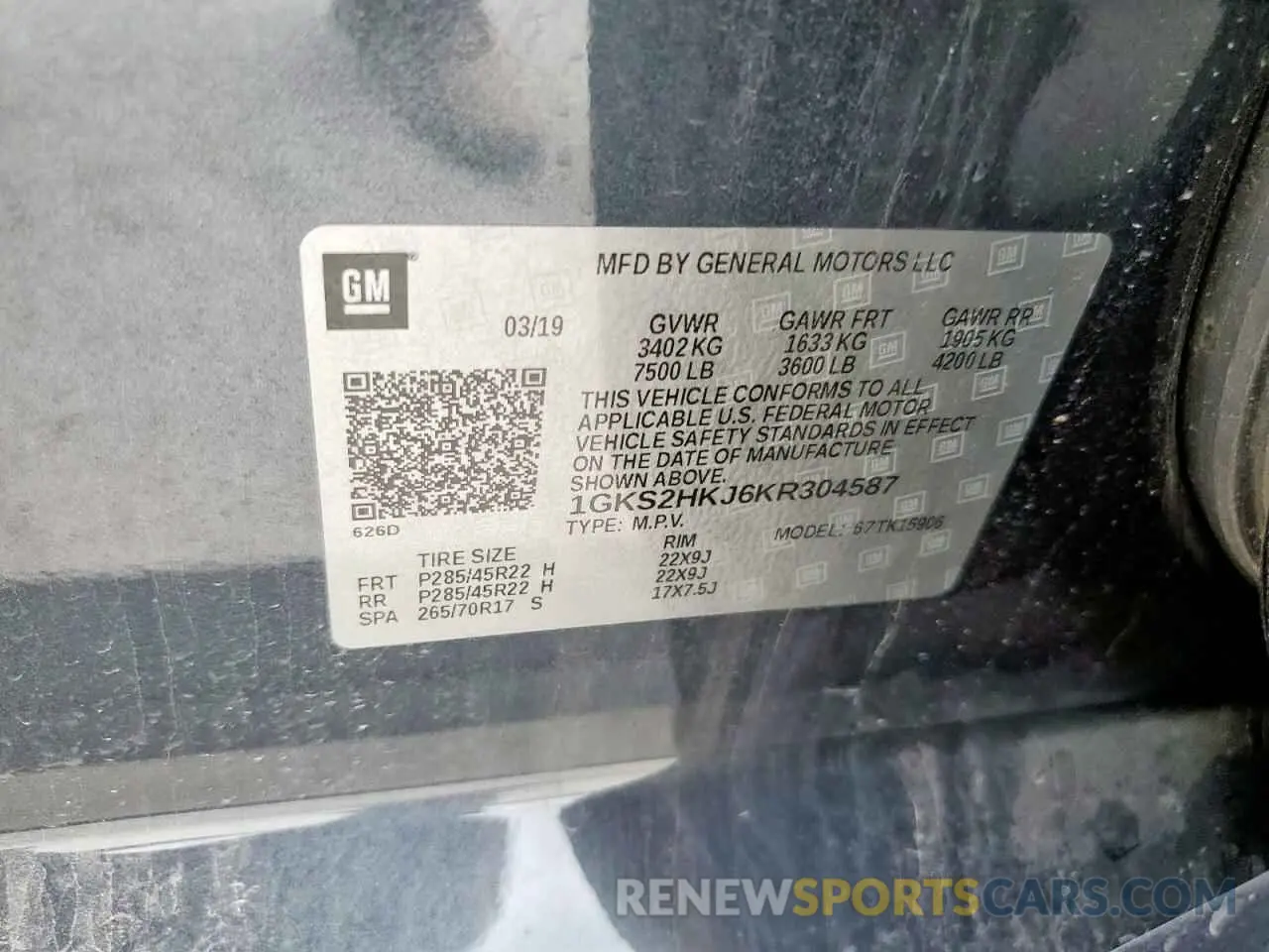 13 fotografías del automóvil dañado 1GKS2HKJ6KR304587 GMC YUKON 2019