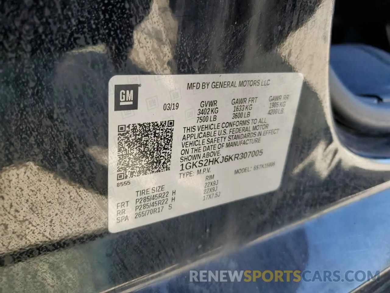 13 fotografías del automóvil dañado 1GKS2HKJ6KR307005 GMC YUKON 2019