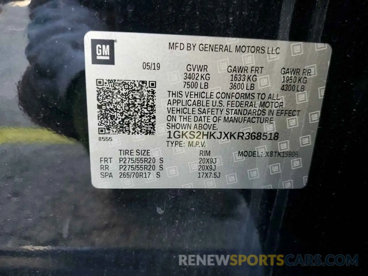 13 fotografías del automóvil dañado 1GKS2HKJXKR368518 GMC YUKON 2019