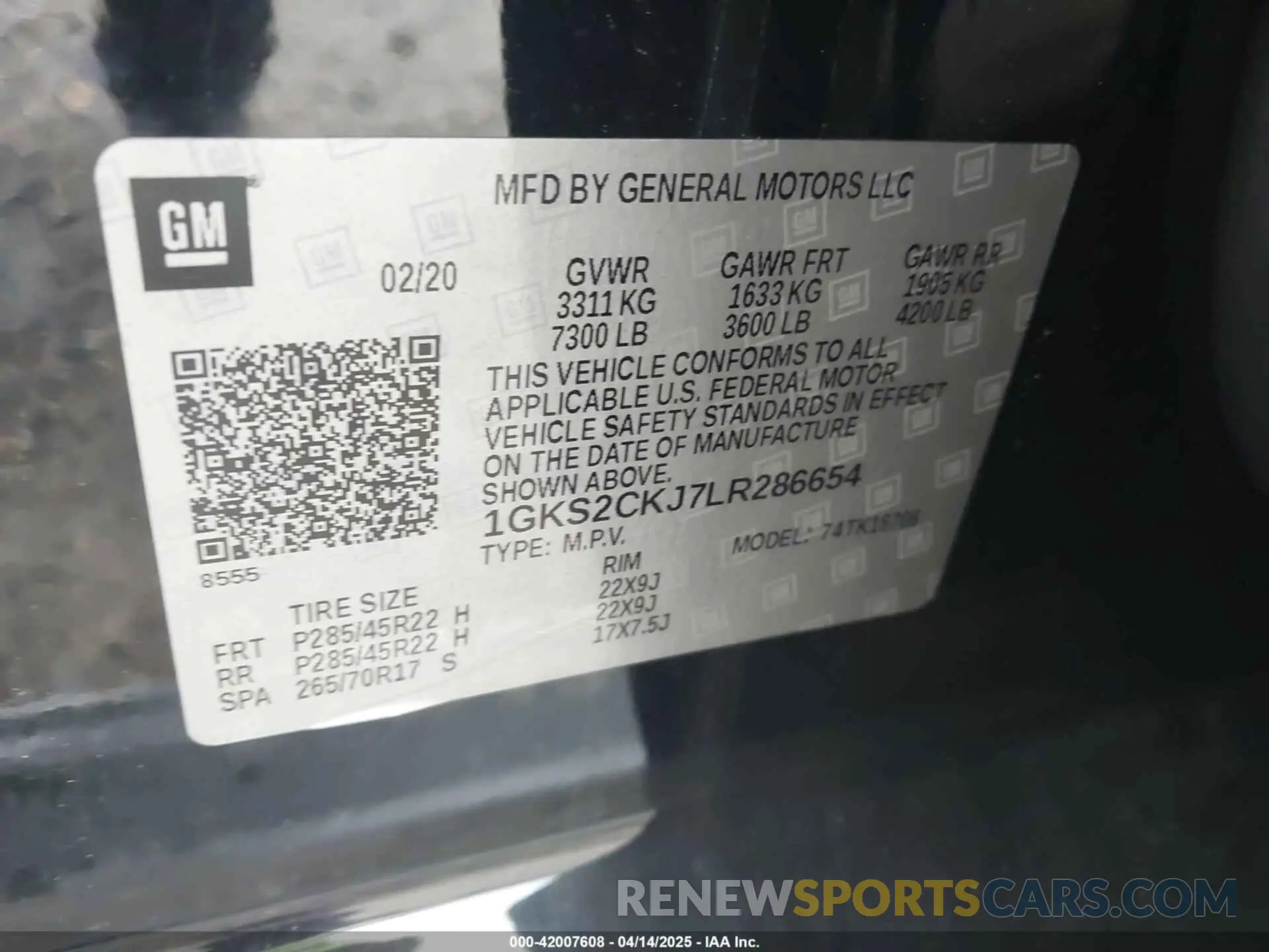 9 fotografías del automóvil dañado 1GKS2CKJ7LR286654 GMC YUKON 2020