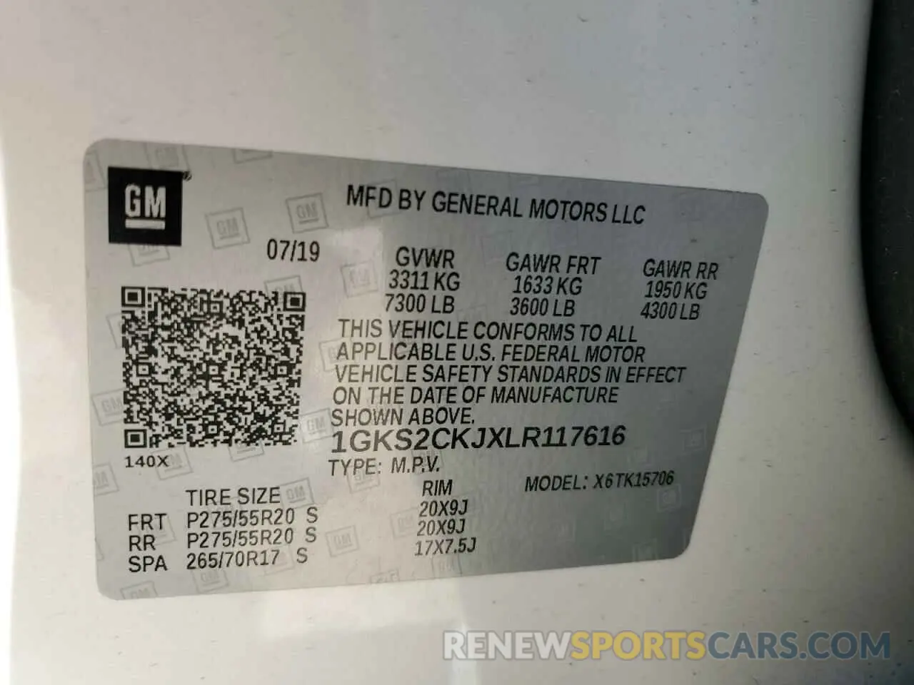 12 fotografías del automóvil dañado 1GKS2CKJXLR117616 GMC YUKON 2020