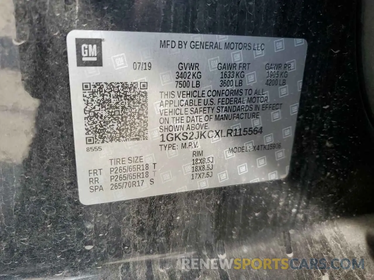 14 fotografías del automóvil dañado 1GKS2JKCXLR115564 GMC YUKON 2020