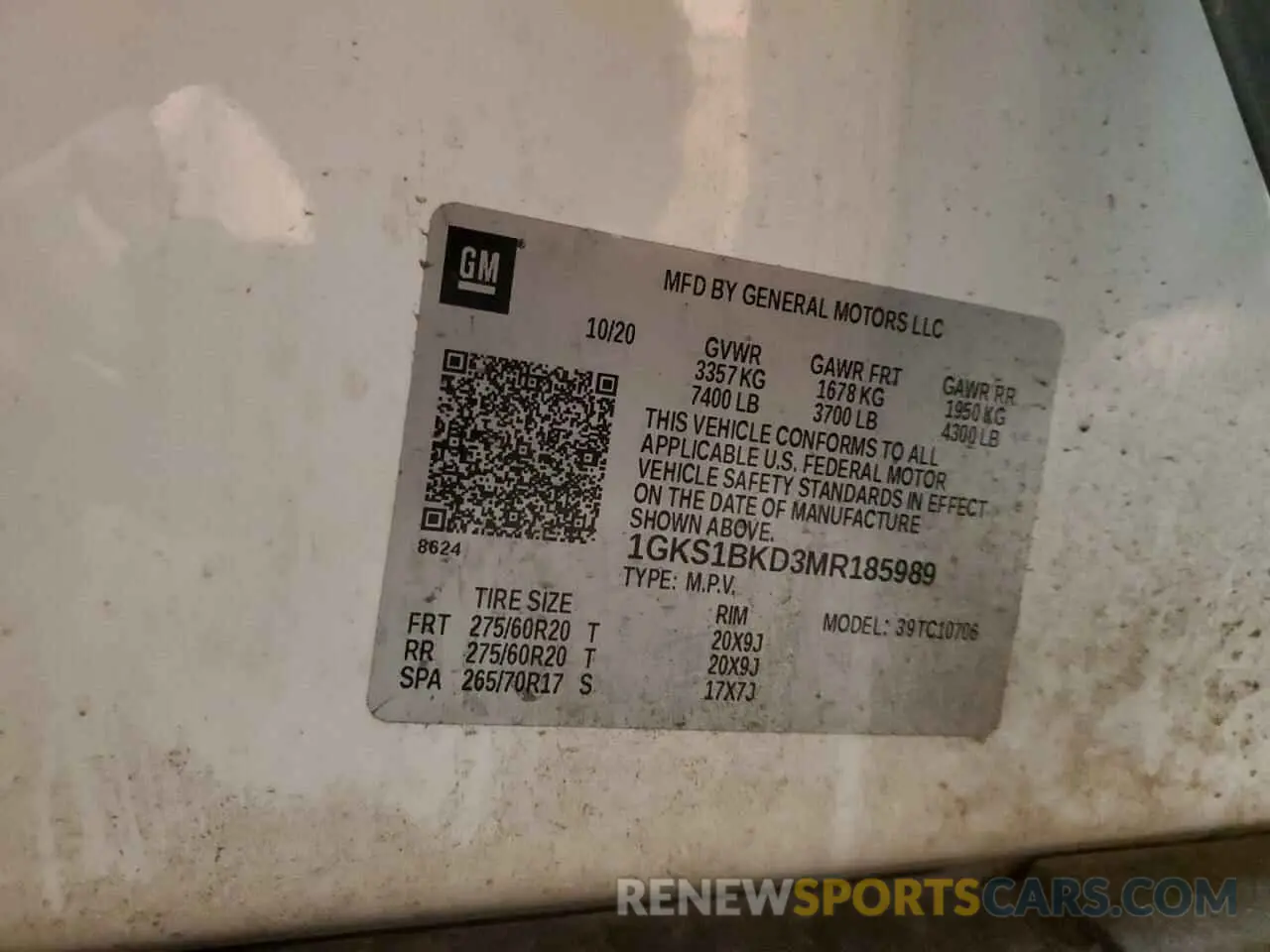 15 fotografías del automóvil dañado 1GKS1BKD3MR185989 GMC YUKON 2021