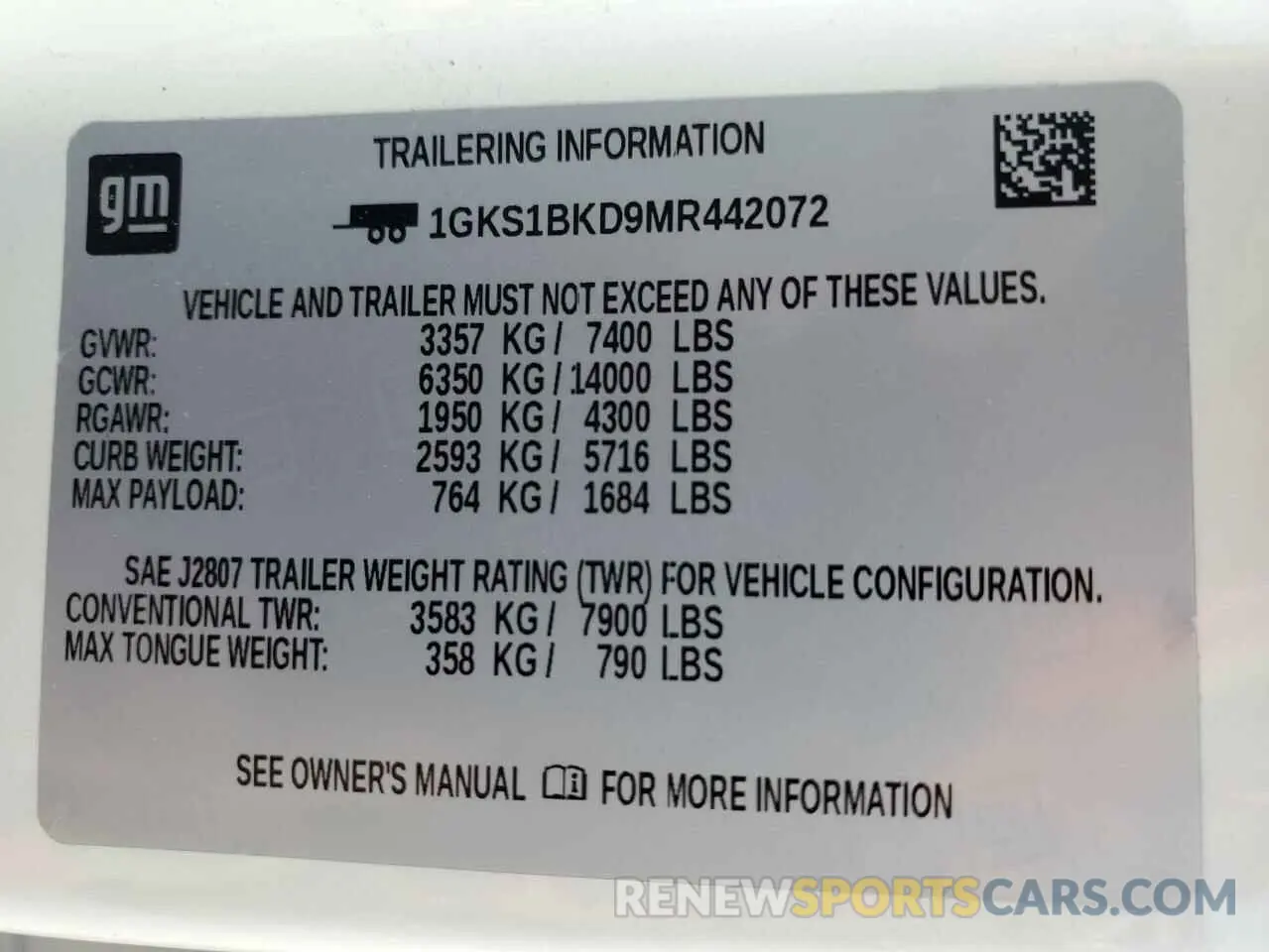 13 fotografías del automóvil dañado 1GKS1BKD9MR442072 GMC YUKON 2021