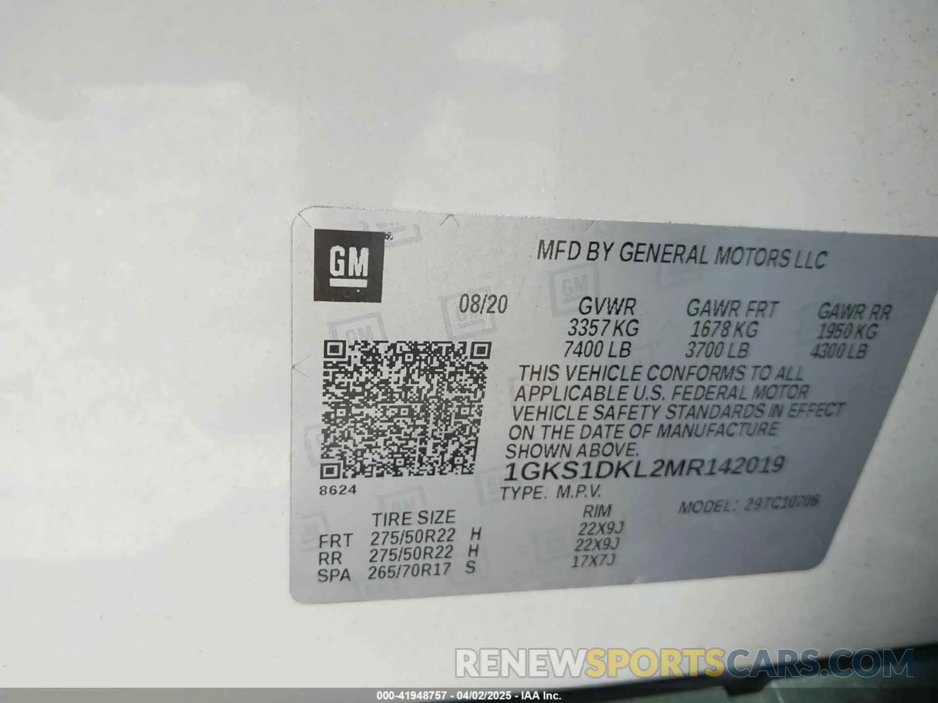 9 fotografías del automóvil dañado 1GKS1DKL2MR142019 GMC YUKON 2021