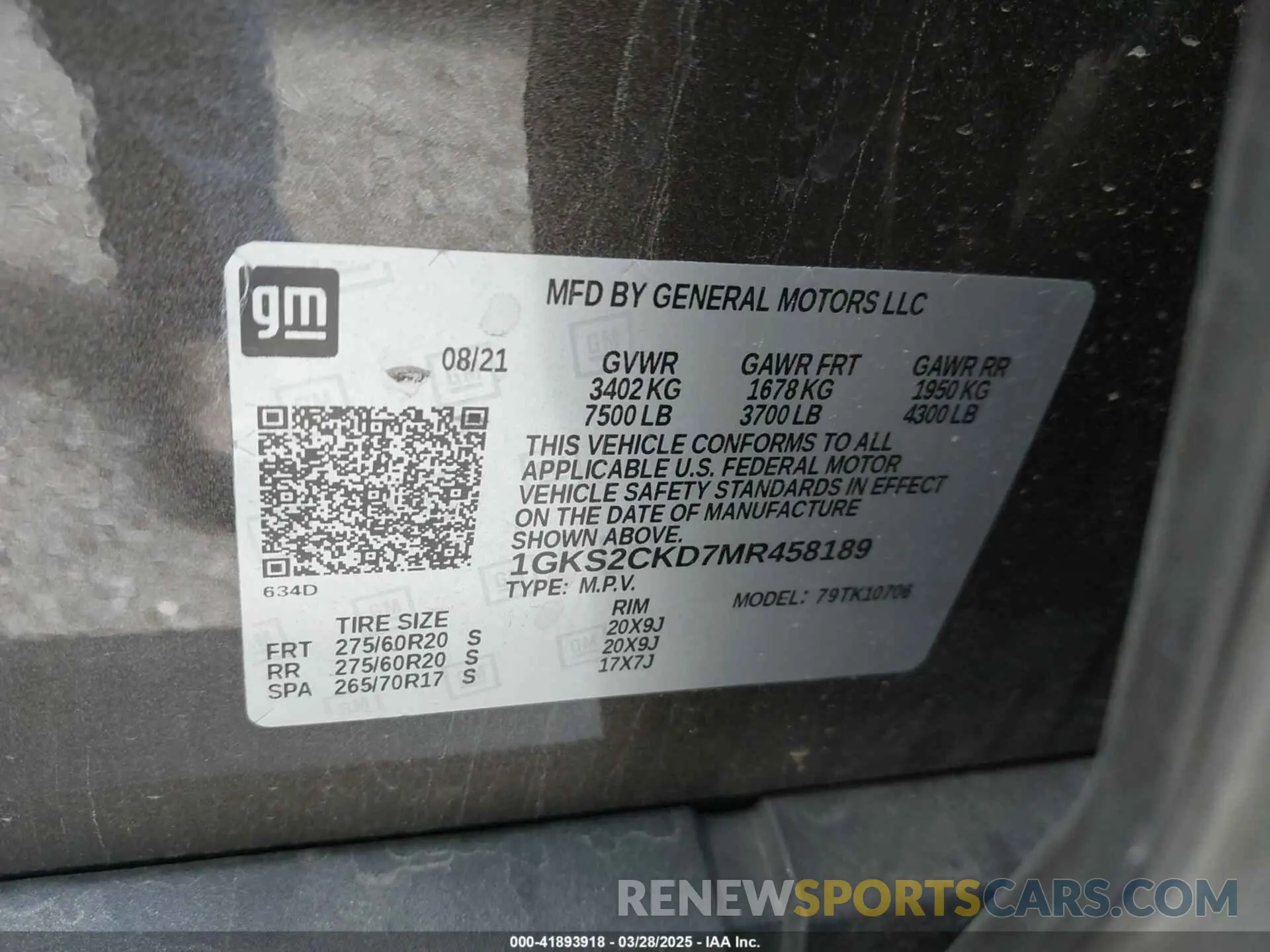 9 fotografías del automóvil dañado 1GKS2CKD7MR458189 GMC YUKON 2021