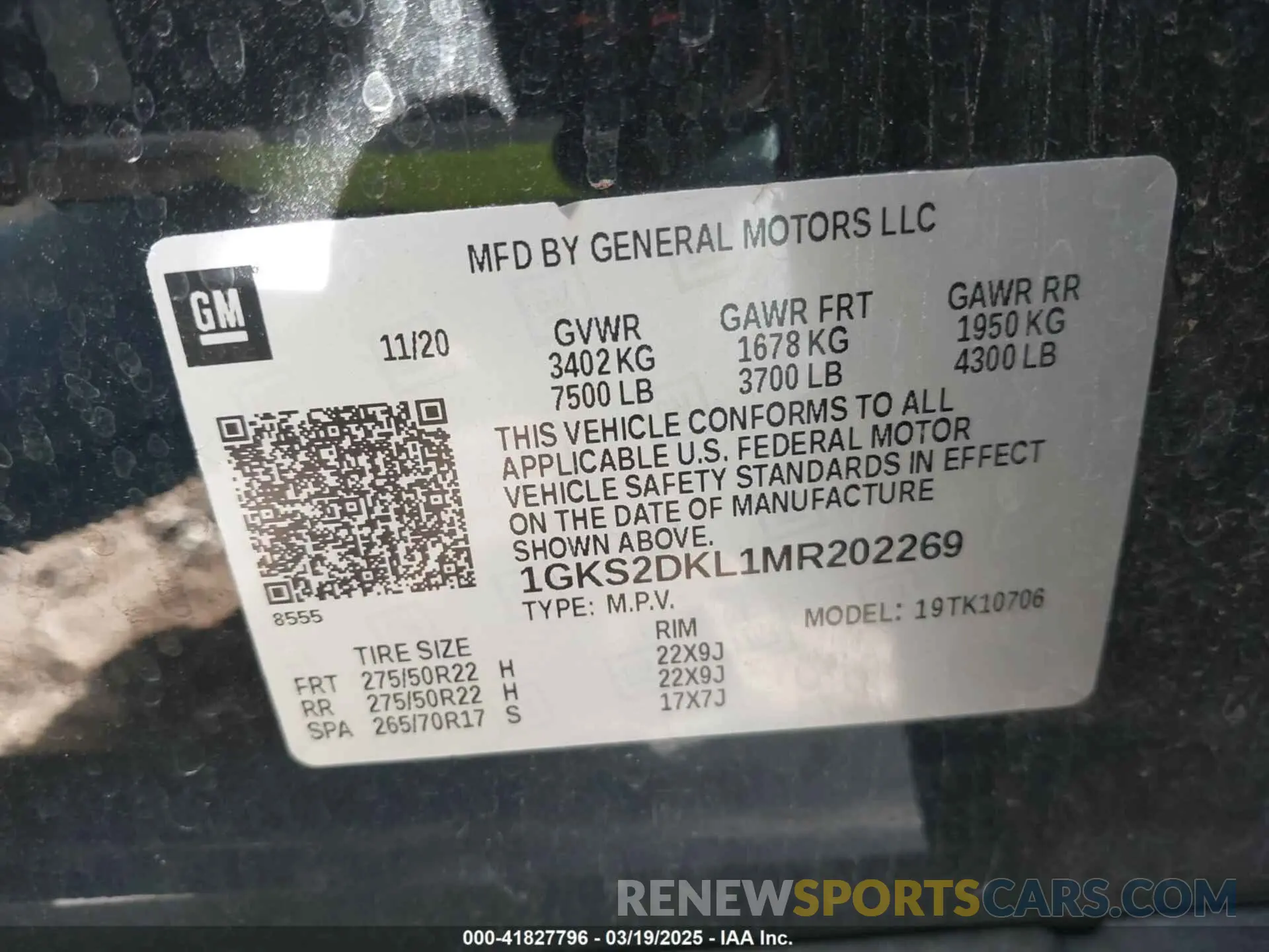 9 fotografías del automóvil dañado 1GKS2DKL1MR202269 GMC YUKON 2021