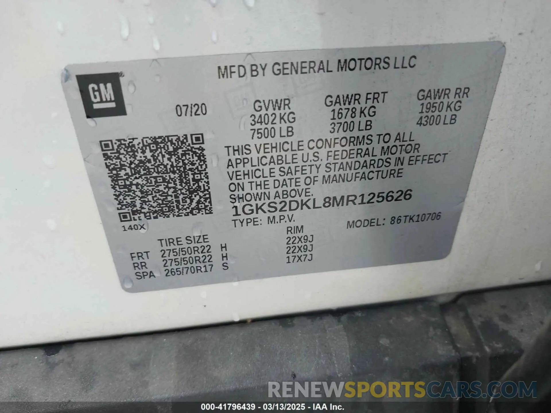 9 fotografías del automóvil dañado 1GKS2DKL8MR125626 GMC YUKON 2021
