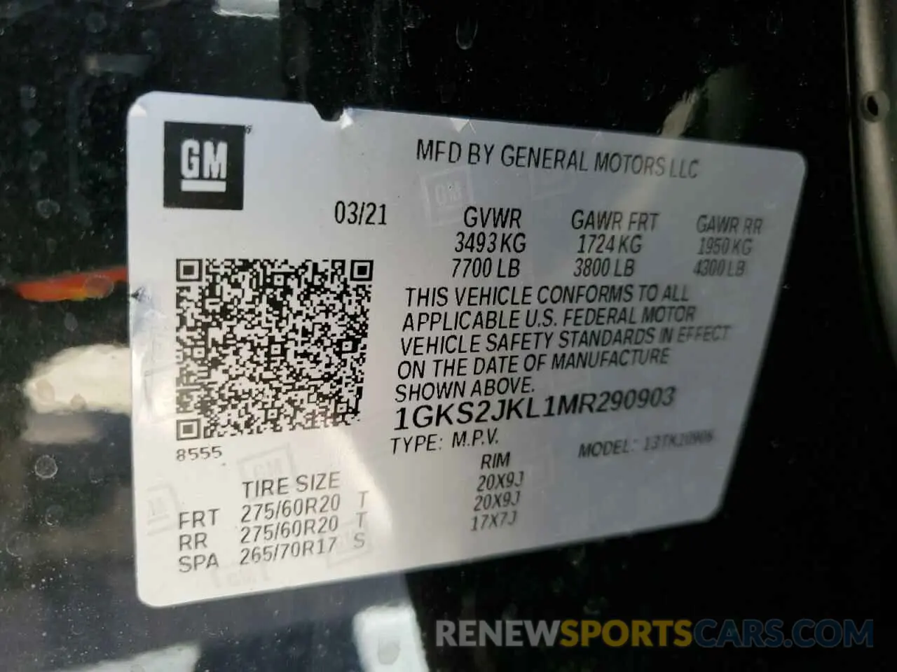 13 fotografías del automóvil dañado 1GKS2JKL1MR290903 GMC YUKON 2021