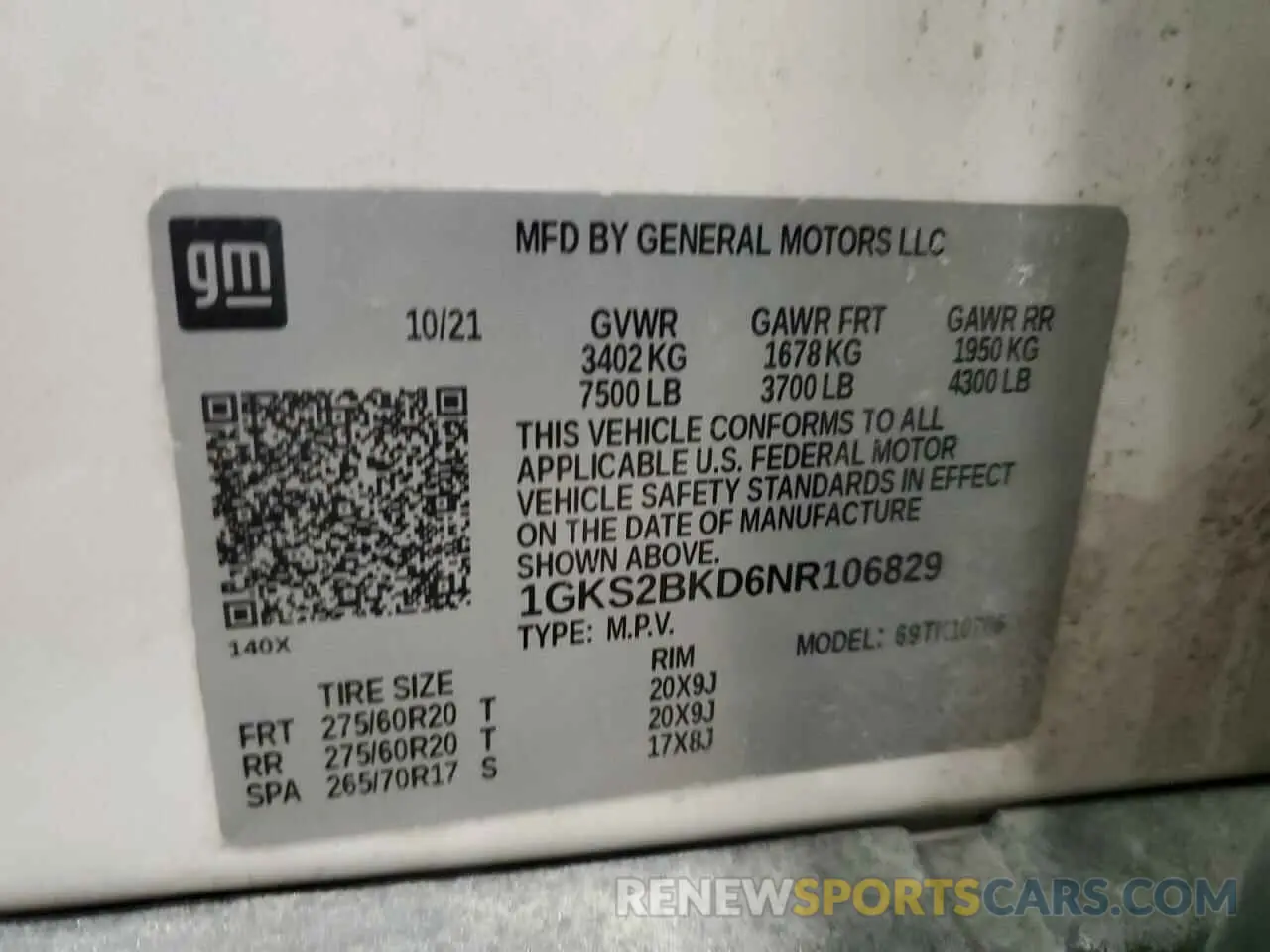 13 fotografías del automóvil dañado 1GKS2BKD6NR106829 GMC YUKON 2022