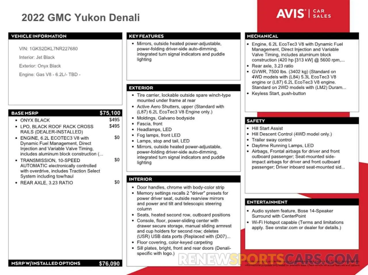 12 fotografías del automóvil dañado 1GKS2DKL7NR227680 GMC YUKON 2022